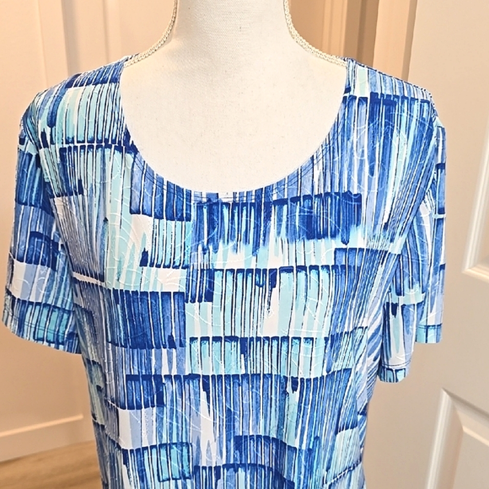JM Collection Blue Boxy Top Sz XL - Picture 2 of 5